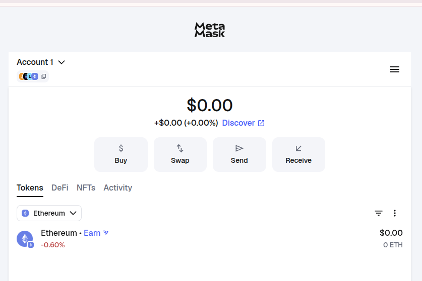 Connecting Metamask step 1